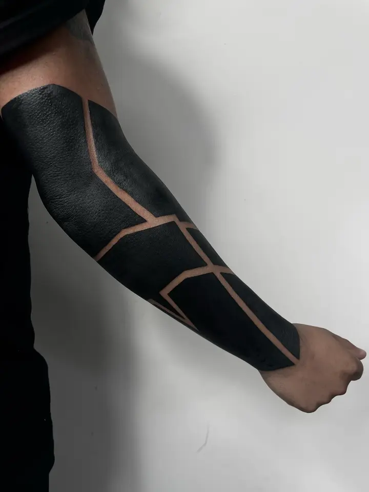 Geometric Blackout Sleeve — Blackout tattoo by Nillattt, photo 1