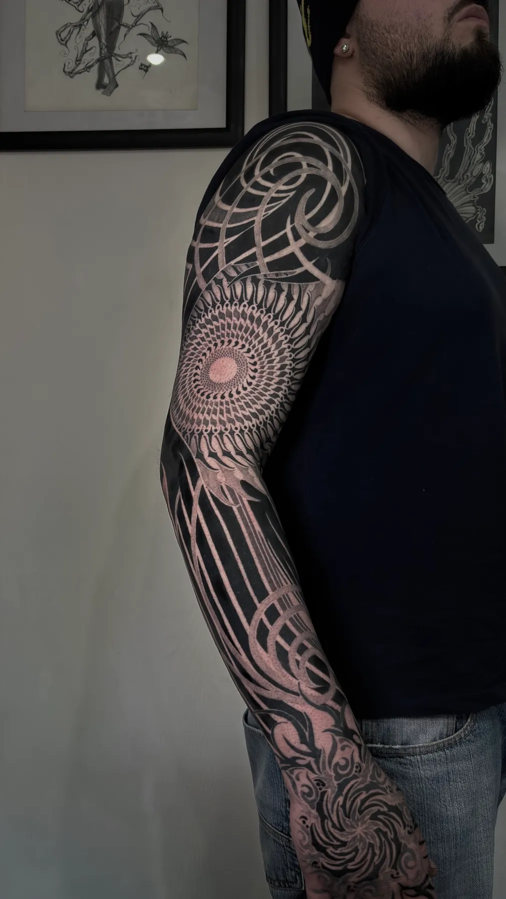Grey Freehand Full Sleeve — Ornamental tattoo by Nillattt, photo 1
