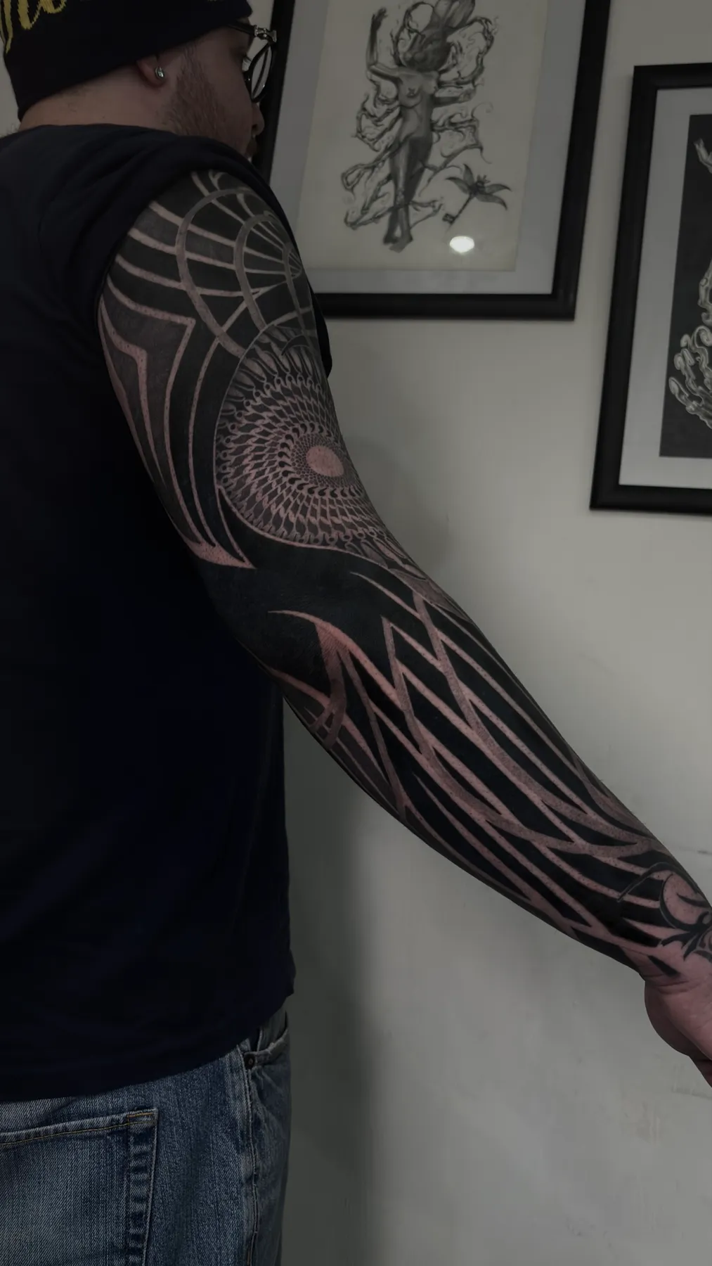 Grey Freehand Full Sleeve — Ornamental tattoo by Nillattt, photo 2