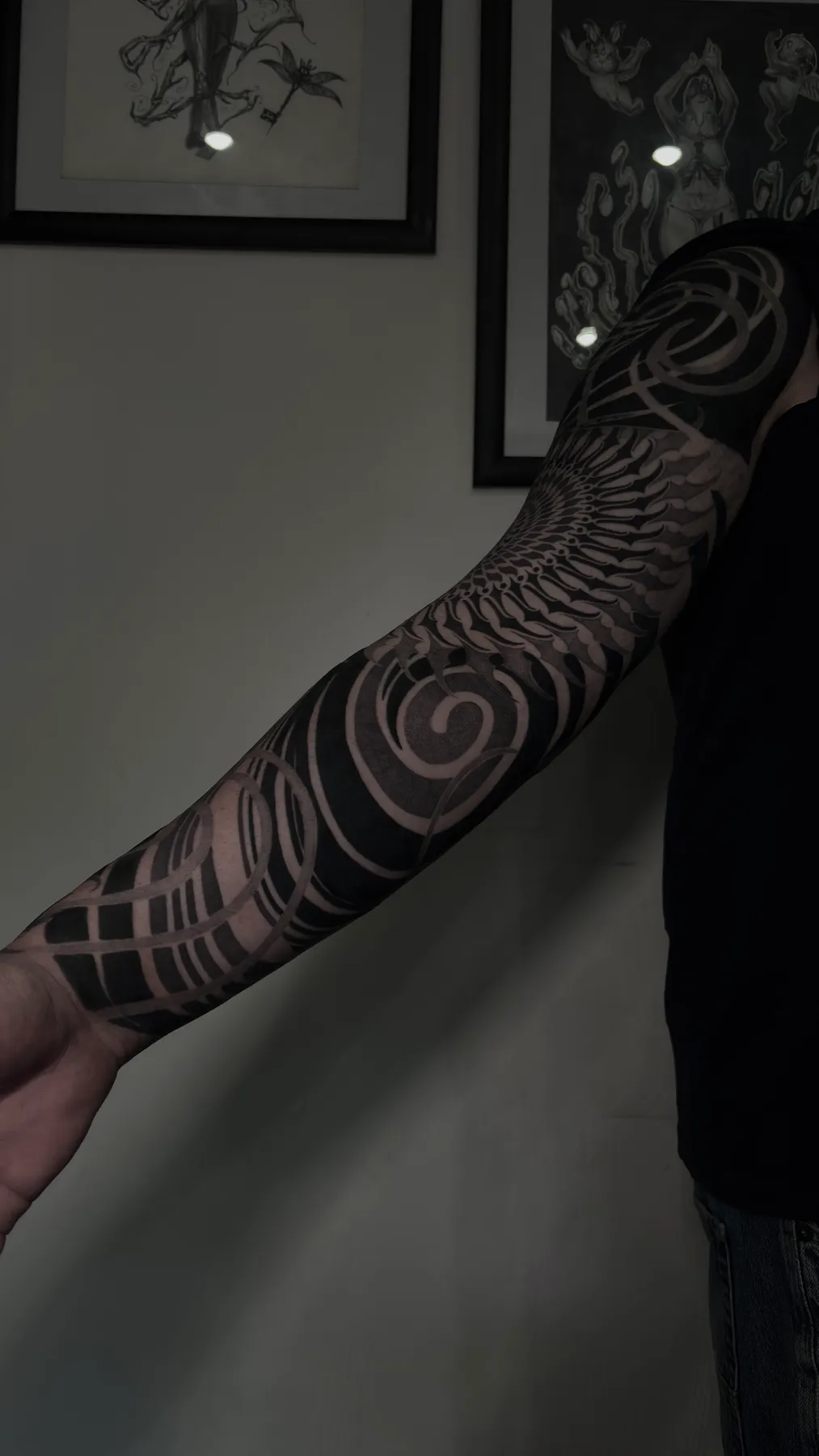 Grey Freehand Full Sleeve — Ornamental tattoo by Nillattt, photo 4