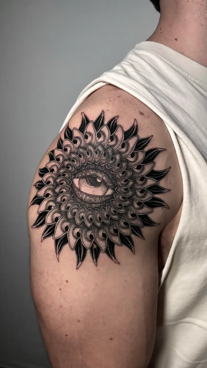 Mandala Eyes — Blackwork tattoo by Nillattt, photo 1