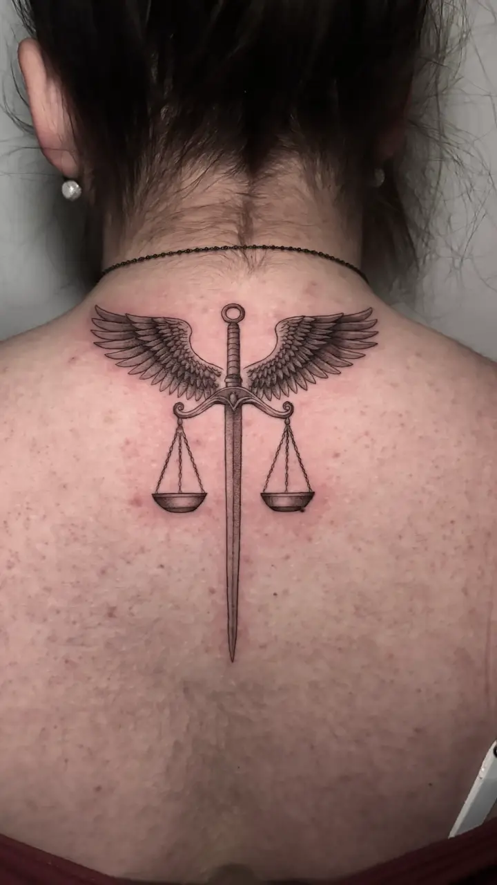Scales of Justice — Blackwork tattoo by Nillattt, photo 1